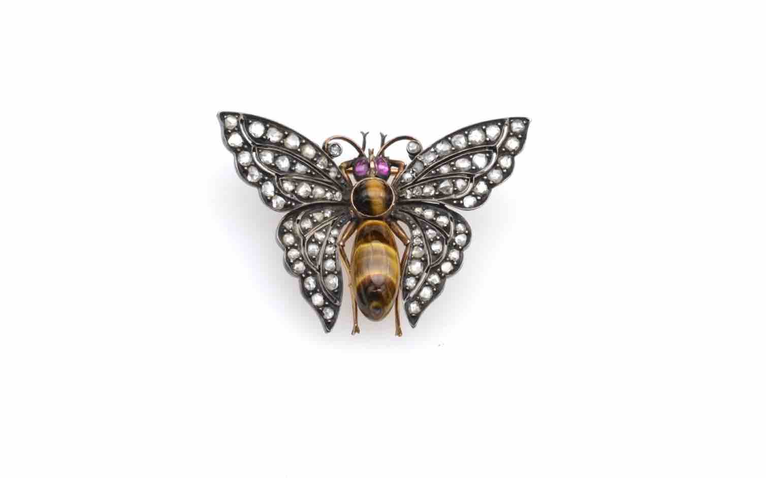 Broche ancienne papillon 19e