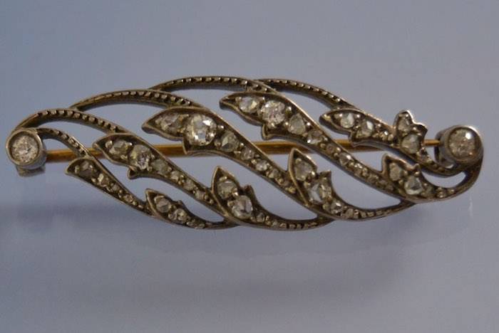 Broche 19ème or argent et diamants