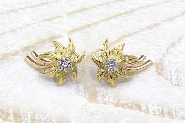 Boucles d'oreilles clip anciennes diamants