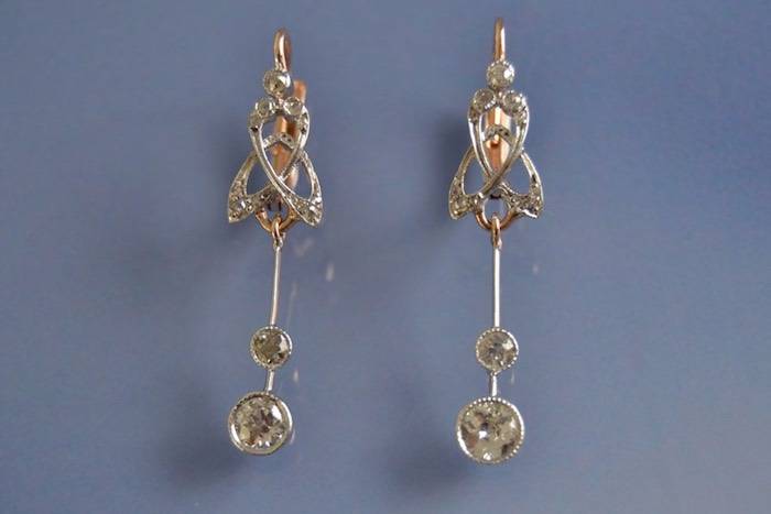 Boucles d'oreilles Art nouveau diamants