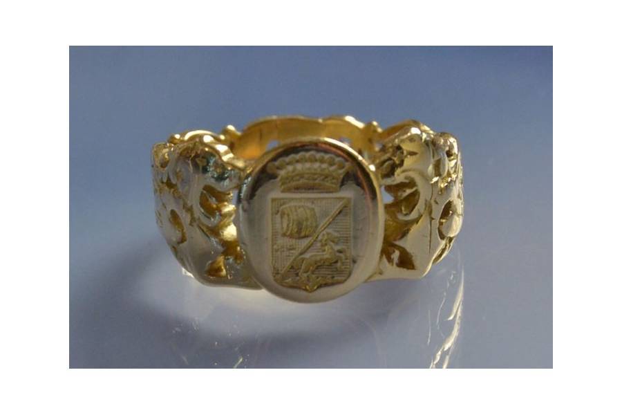 Bague or homme une monture masculine or 18k ancienne motif